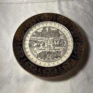Crest O Gold 22k Detroit Michigan Souvenir‎ Plate